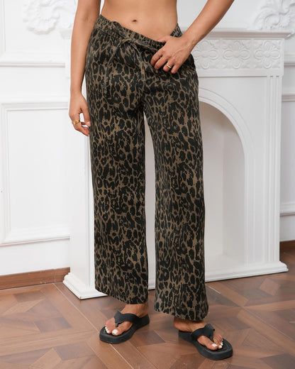 Kedera wide leg leopard print trousers