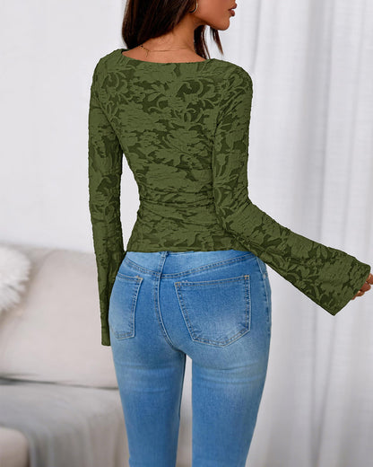 BTFBM shirt — trendy floral long sleeve top for women