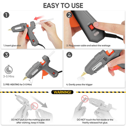 ROMECH hot glue gun with dual power and storage case for crafting and repairs