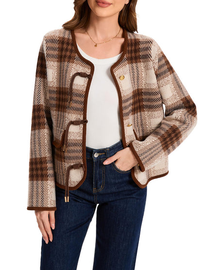 Houlengs sweater — Vintage plaid button down with pockets and long sleeves