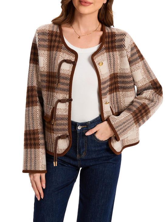 Houlengs sweater — Vintage plaid button down with pockets and long sleeves