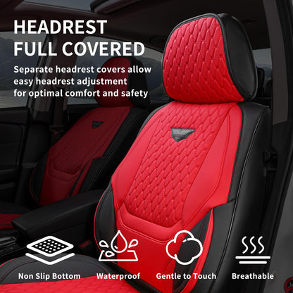 Custaura vehicle seat cover — waterproof leather in black and red