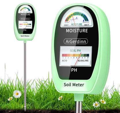 AiGerdinn soil test kit - 2-in-1 soil moisture and pH meter for indoor and outdoor use