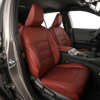 EKR Prius seat covers — Custom fit leather full set in burgundy for Toyota Prius 2016-2022 & Prius Prime 2020-2022