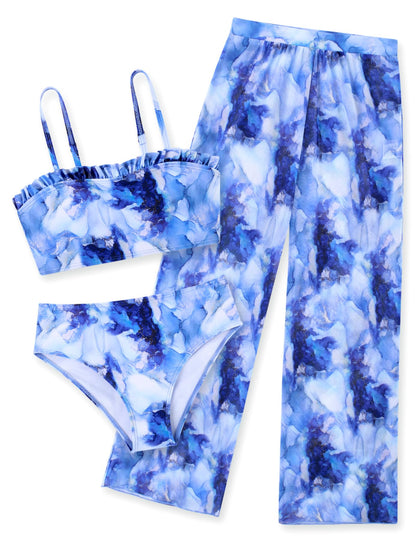 Vogseek girls bikini bathing suit with rash guard and cover-up set