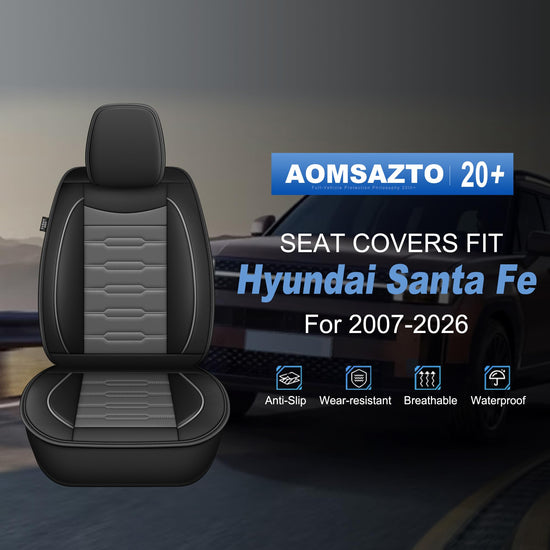 Vehicle seat cover — Non-slip waterproof faux leather for Hyundai Santa Fe 2007-2026