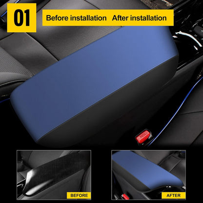 AOMSAZTO armrest covers - Black with blue leather for Toyota CHR 2018-2024