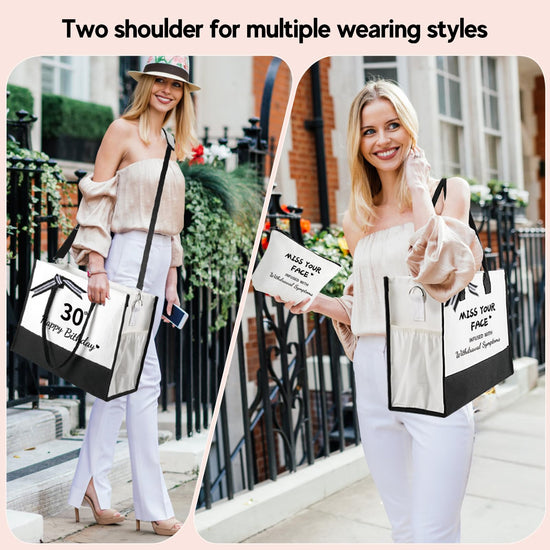 Tote bag — Ini-tial design with makeup bag