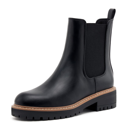 vodvob women's chelsea boots - fashion slip on ankle booties with chunky block heel