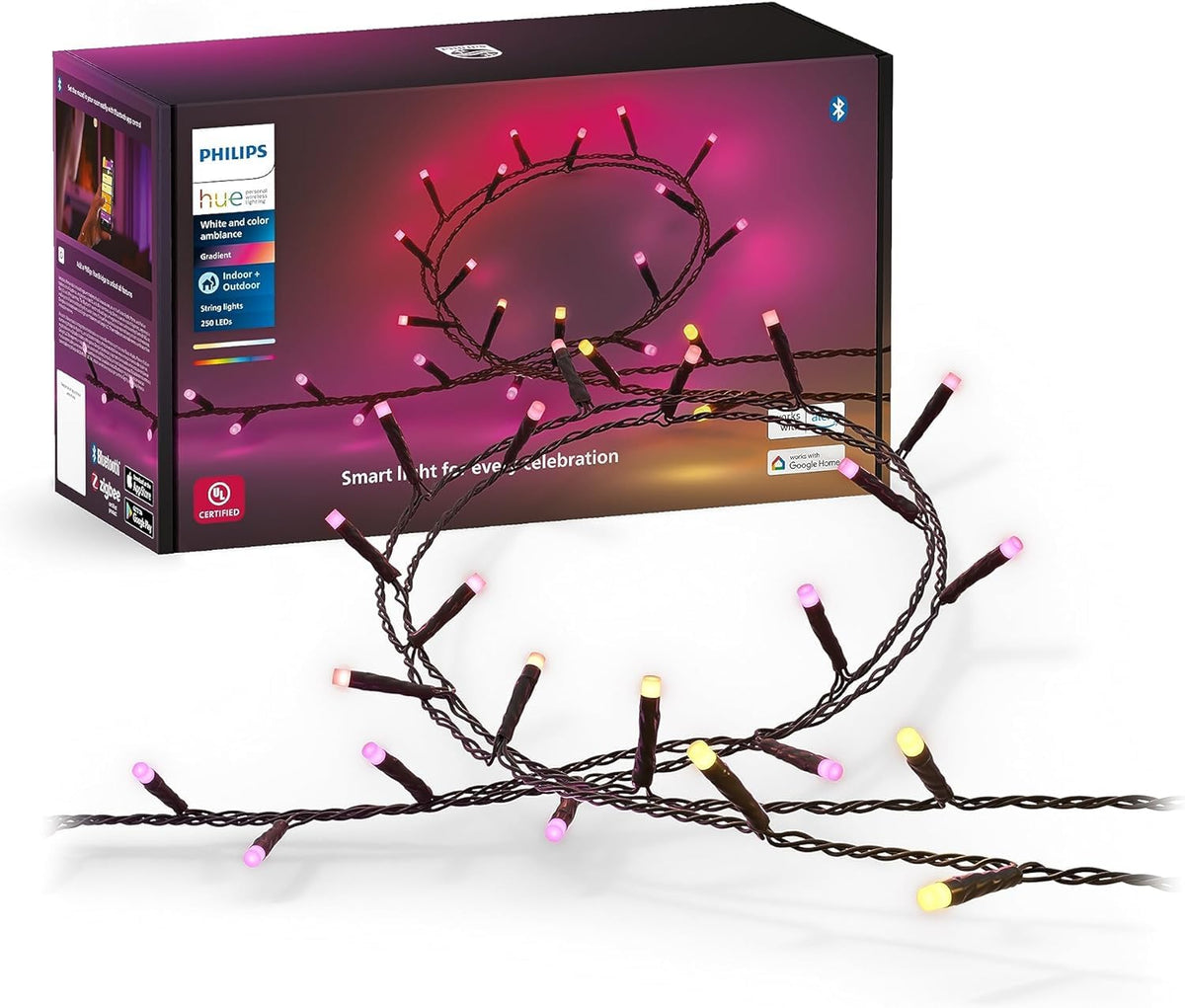 Philips Hue string lights — 65-foot color changing with smart control and weatherproof design