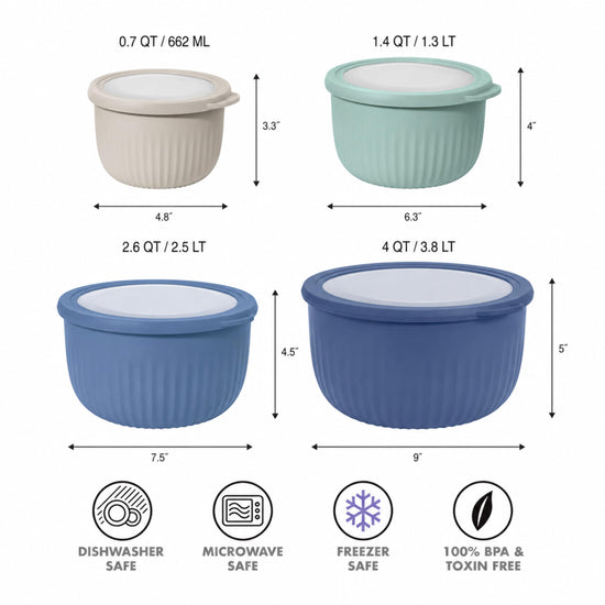 Oggi food storage container — set of 4 prep, store and serve bowls with lids