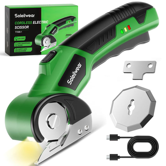 Cordless electric scissors — rechargeable with safety lock and LED light