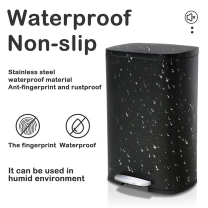 BIQWBIC trash can with lid and foot pedal, stainless steel design, 50 liter capacity