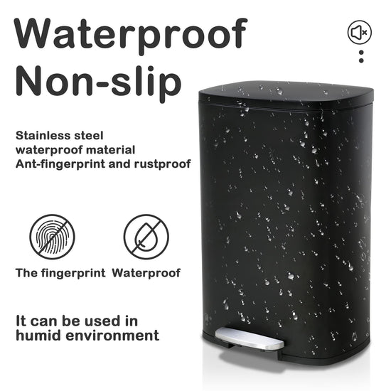 BIQWBIC trash can with lid and foot pedal, stainless steel design, 50 liter capacity
