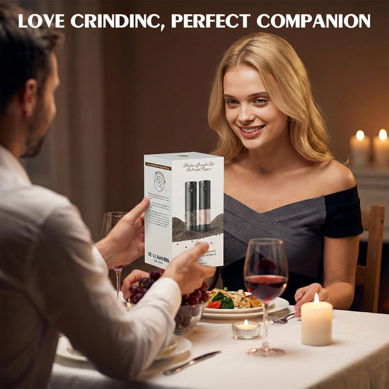 Seasoning mill — Electric salt and pepper grinder set with adjustable coarseness