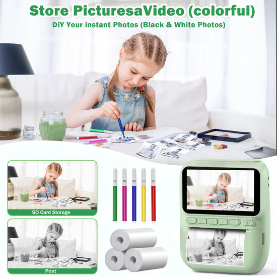 Camera film — Instant print digital video camera for kids 4 to 10 years old