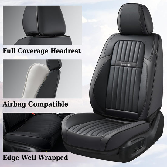 Coverado seat covers — waterproof nappa leather car seat covers for front seats