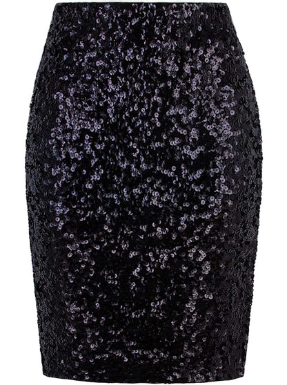 Vijiv women's sequin skirt — midi high waist with side slit for parties and cocktails