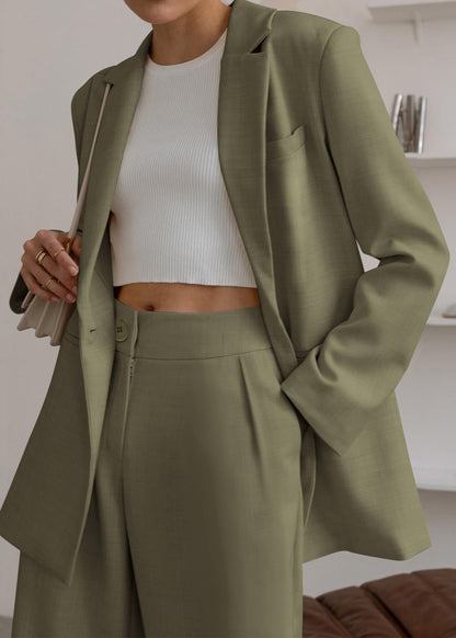 KIRUNDO women's suit — oversized blazer jacket with wide leg dress pants
