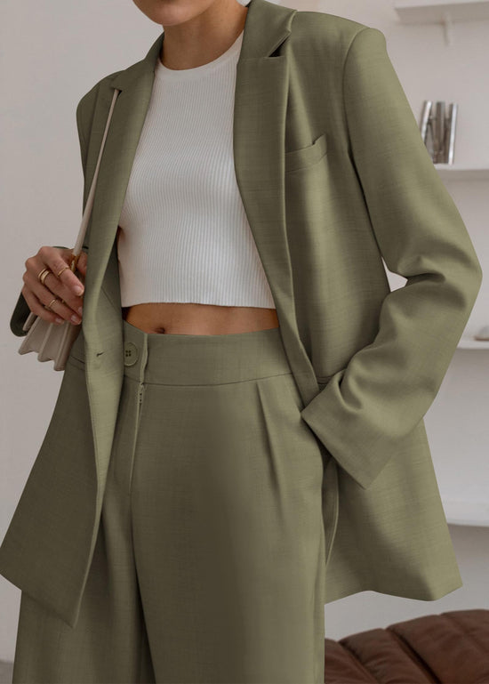 KIRUNDO women's suit — oversized blazer jacket with wide leg dress pants