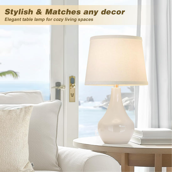 Seealle 19.4 ceramic table lamps - set of 2 for bedside and desk use