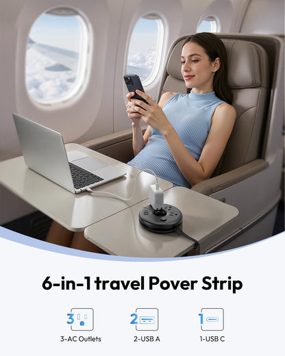 Travel power strip - compact design for international use.