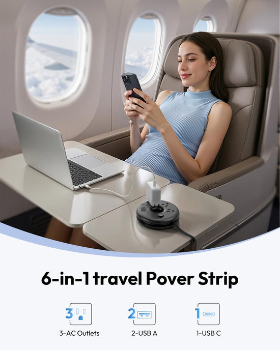 Travel power strip - compact design for international use.