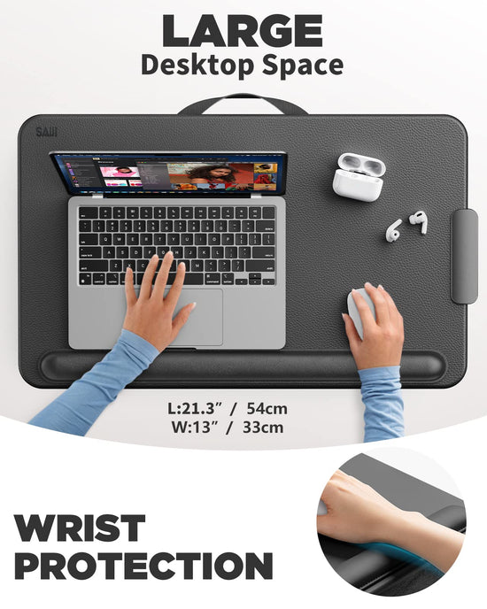 SAIJI lap desk — Portable design with cushion and storage drawer for laptops up to 17 inches