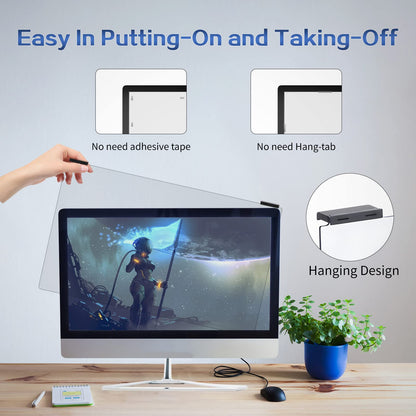 Verponity Computer Privacy Screen Filter 22 Inch, 9H Hardness Hanging Computer Screen Privacy Shield Compatible with 16:10 Widescreen Monitor, Eye Protection and Blue Light Blocks