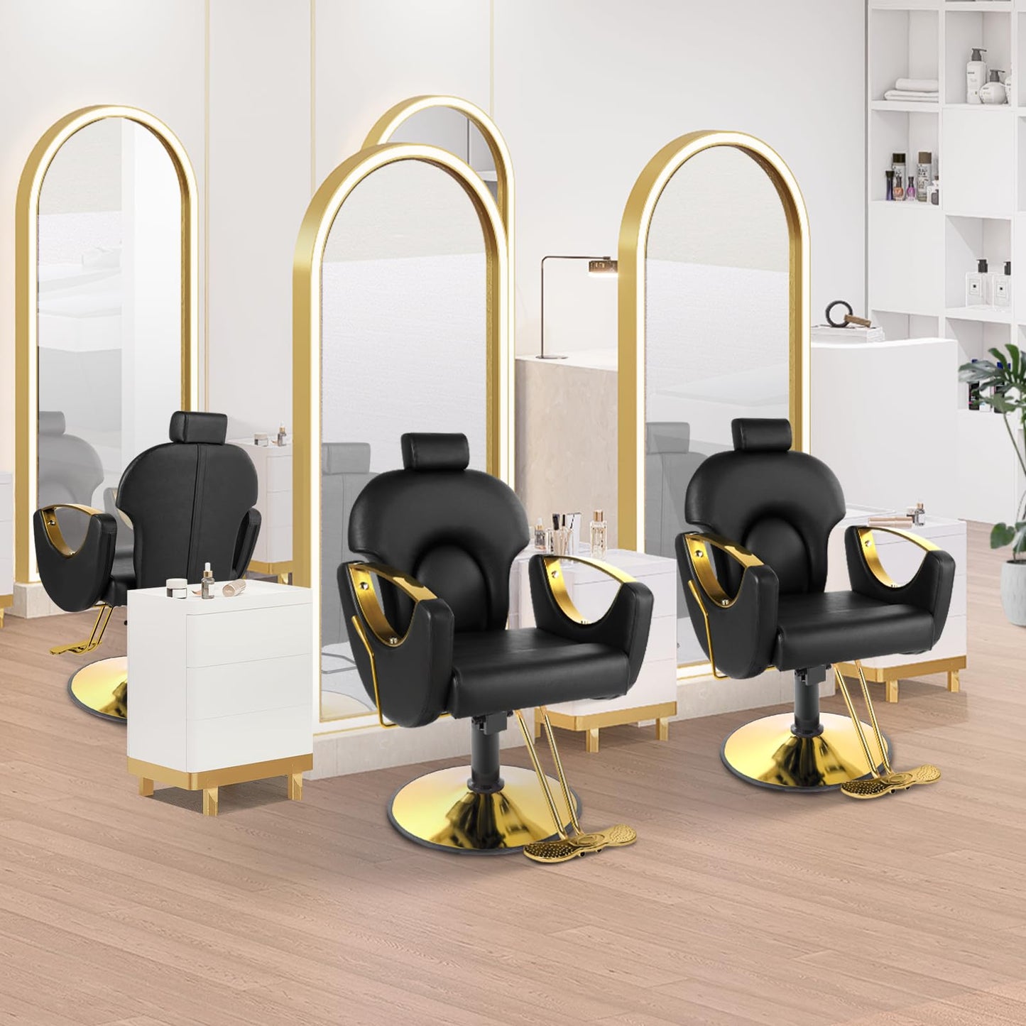 Dangvivi Barber Salon Chair for Hair Stylist,Height Adjustable Hair Chair with Professional Hydraulic PUM,Multi-Function Shampoo Tattoo Beauty Salon Hairdresser Armchair for Barbershop(Black)