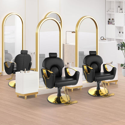 Dangvivi Barber Salon Chair for Hair Stylist,Height Adjustable Hair Chair with Professional Hydraulic PUM,Multi-Function Shampoo Tattoo Beauty Salon Hairdresser Armchair for Barbershop(Black)