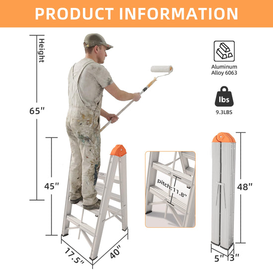 Aparecium ladder — aluminum foldable twin front collapsible A frame design