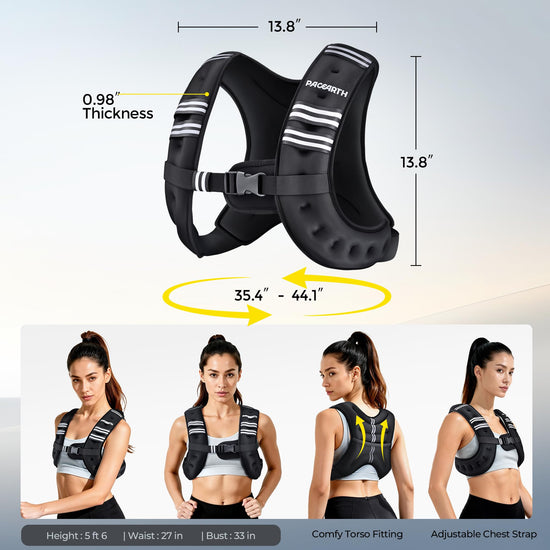 PACEARTH weighted vest — multiple weight options with reflective stripe for workouts