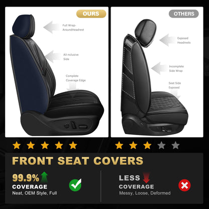 AOMSAZTO vehicle seat cover — Premium faux leather with lumbar support pillow and waterproof design.