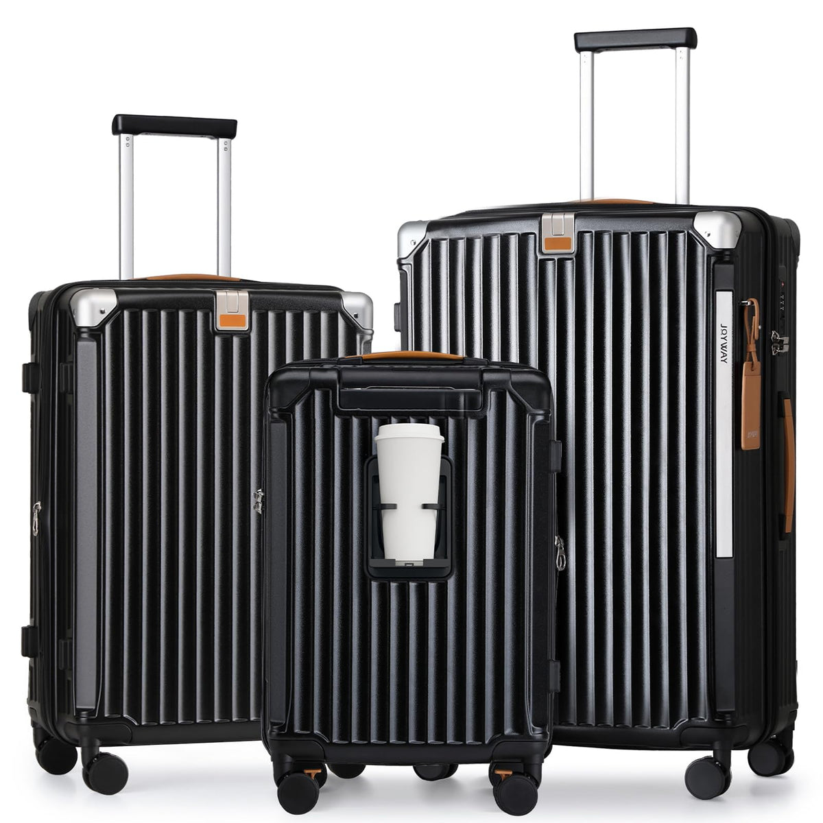 Joyway suitcase — Expandable with smart luggage cup holder and USB port