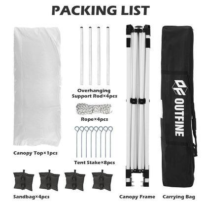 OUTFINE Pop-up Tent 10x10 Instant Gazebo with Wheeled Bag, Sandbags x4, Tent Stakes x8