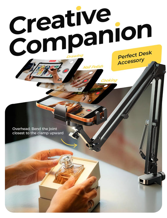 LISEN gooseneck phone holder — flexible arm clamp for desk and bed