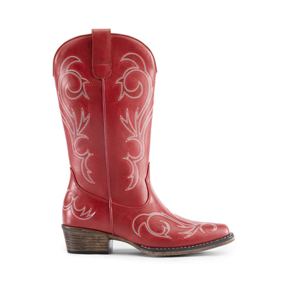 DREAM PAIRS cowboy boots — Mid calf with square toe and chunky heel