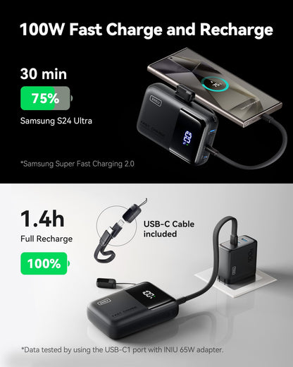 INIU power bank — 25000mAh, 100W capacity