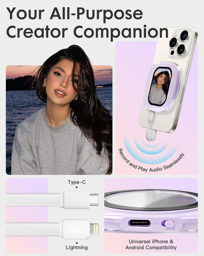 Yatao Mini Selfie Monitor Screen for iPhone, Plug & Play with Mirror