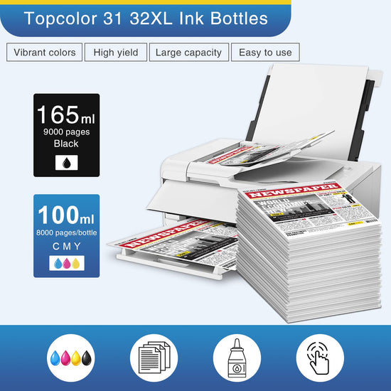 32xl Black Ink Bottle 31 Smart Tank 5101 6001 5000 7602 7301 Ink Refill Compatible for HP 31 Ink Bottles Set for Ink 31 and 32xl Compatible for HP Smart Tank Ink 5101 6001 651 5102 7002 5000 7001