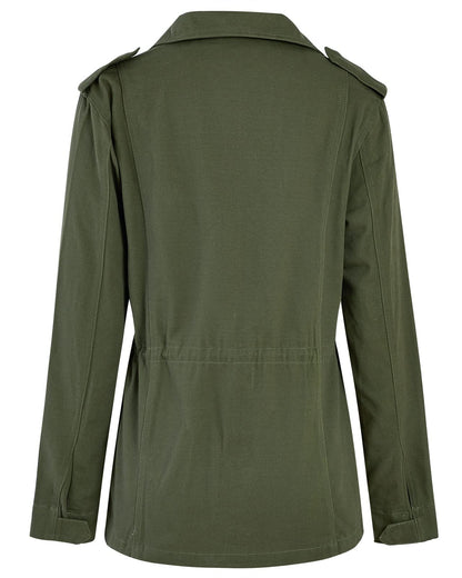 Soulomelody women military anorak coat with pockets and snap buttons
