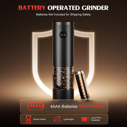Seasoning mill — Electric salt and pepper grinder set with adjustable coarseness