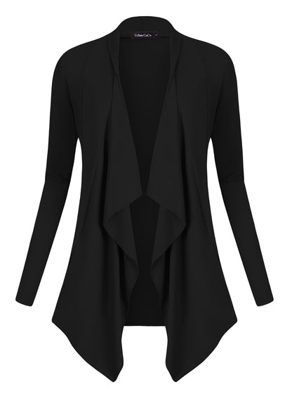 Urban CoCo women's drape front cardigan with long sleeves and irregular hem