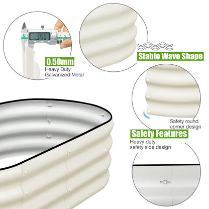 Oval Galvanized Raised Garden Bed — Set of 2, 4×2×1 ft, White