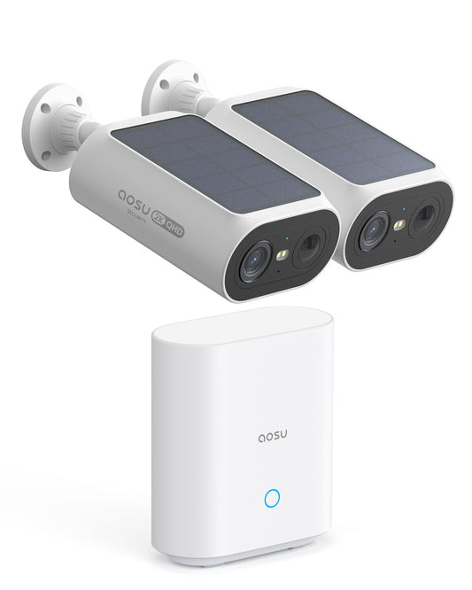 aosu solar security camera - 2K color night vision and wireless installation