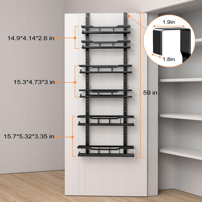 MSERCUOR storage rack — over the door design with adjustable baskets and spice rack
