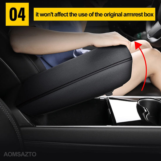 AOMSAZTO console covers - Armrest covers for 2012-2017 Toyota Camry with black stitches