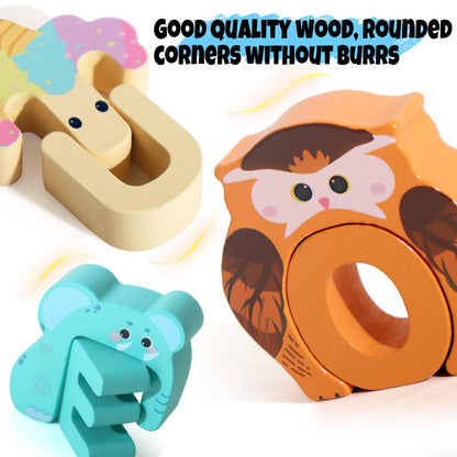 Puzzles — Wooden alphabet animal puzzles for toddlers ages 3-5