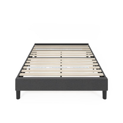 ZINUS Curtis bed frame — Upholstered design with wood slat support